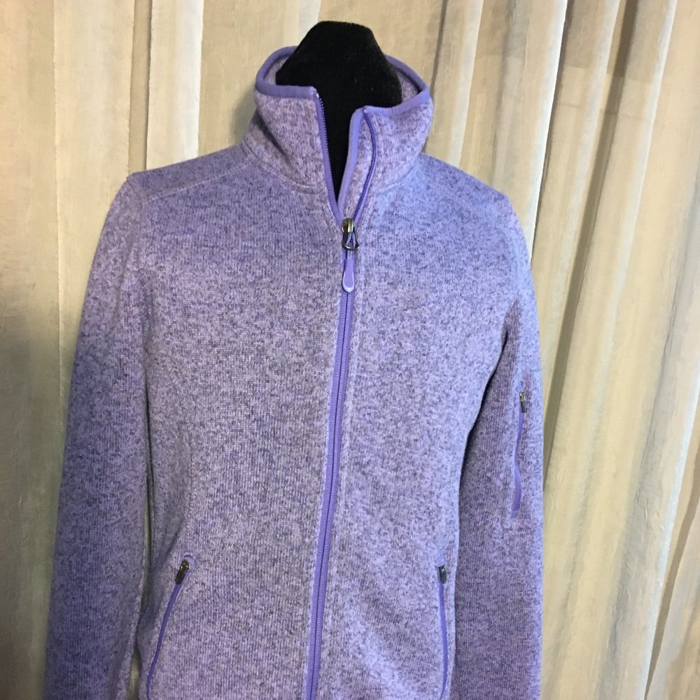 LL Bean Polartec Spring Fleece Jacket zipper Heather Purple lavender Misses xxs